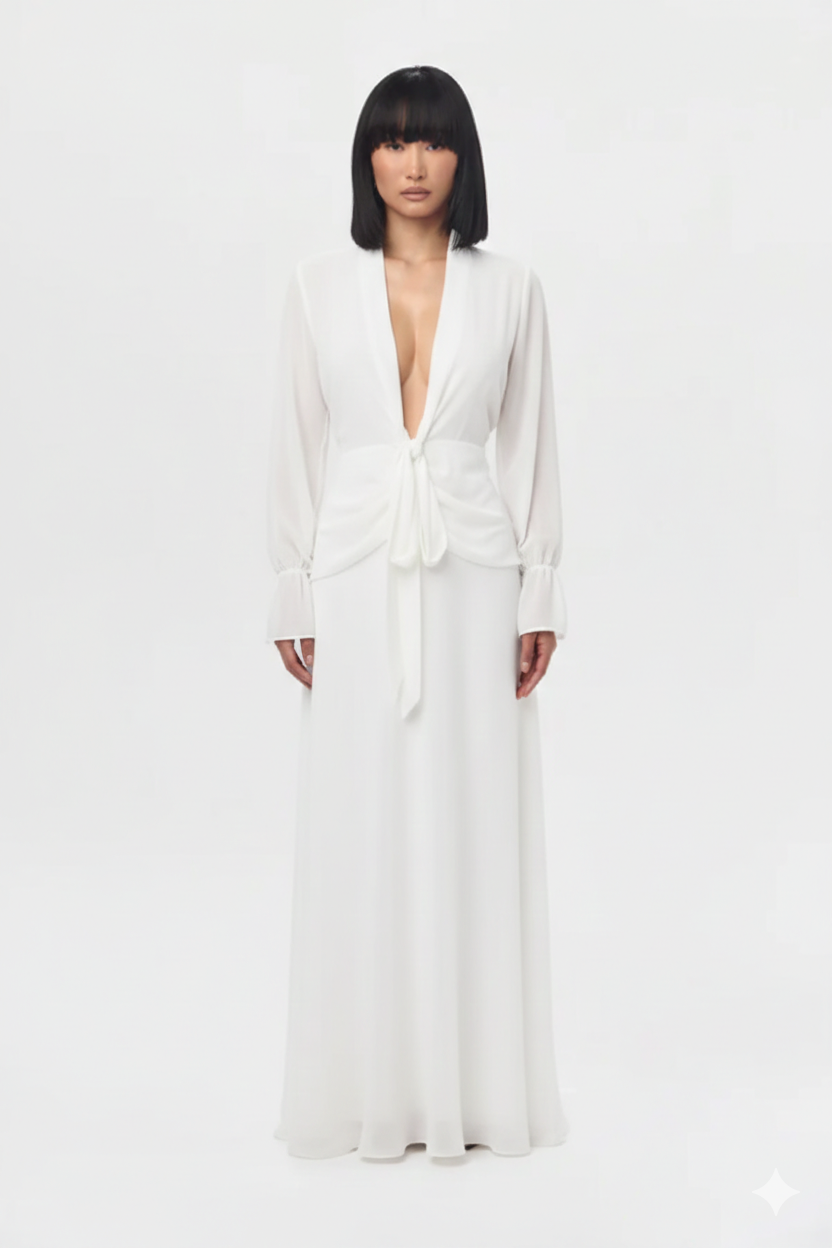 White Chiffon Maxi Skirt