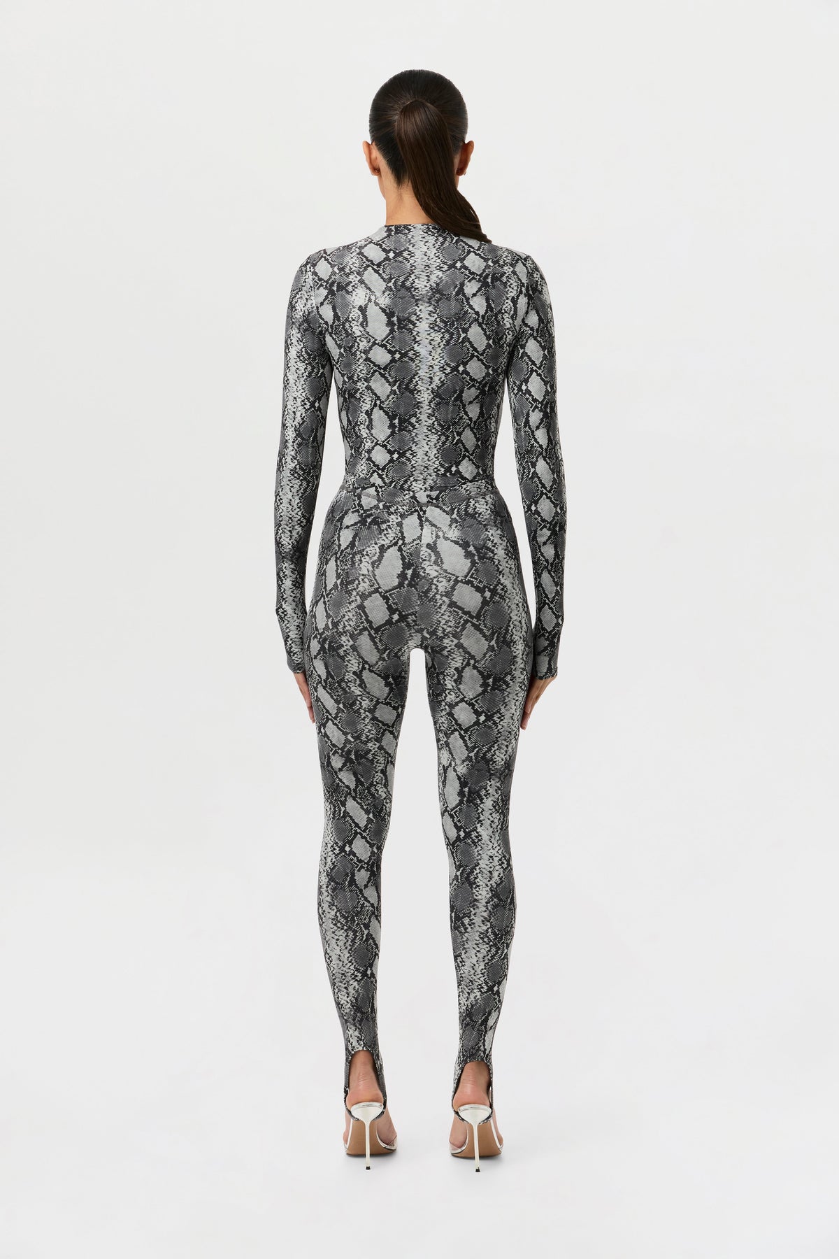 Grey Snakeskin Naked Print Stirrup Legging