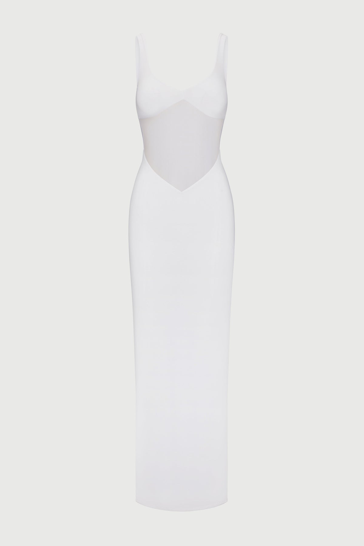 WHITE Hourglass Mesh Contrast Dress