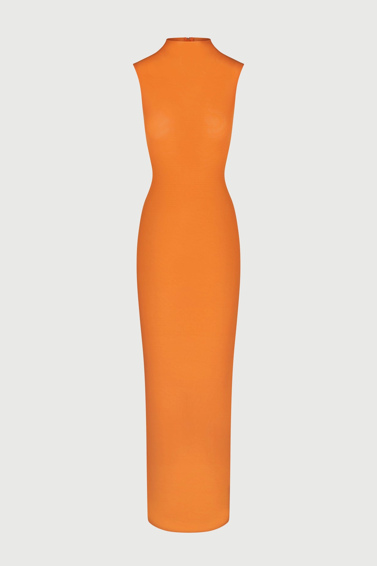 DEEP ORANGE Mesh Sleeveless Maxi Dress