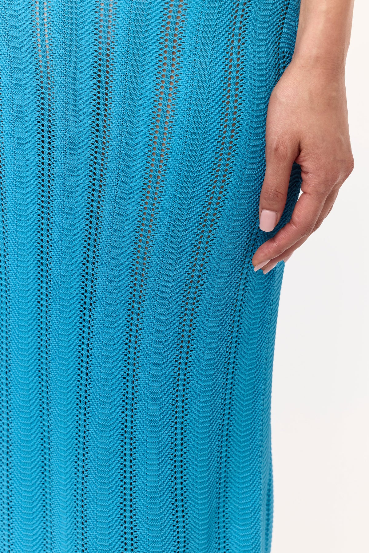 Mediterranean Blue Knit Open Back Maxi Dress