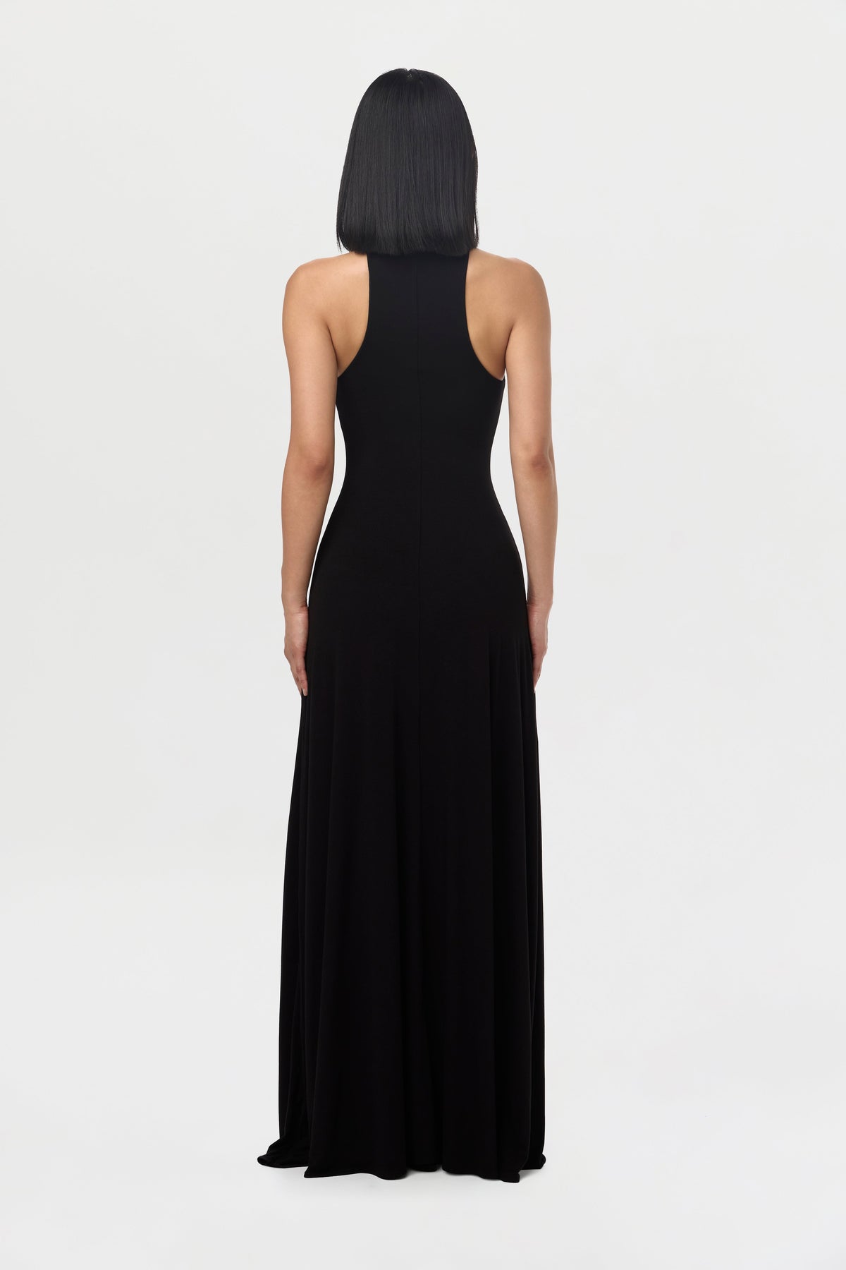 Black Smooth Racerback Flare Maxi Dress