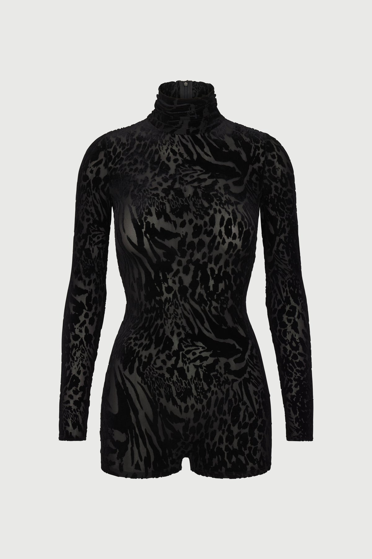 Abstract Leopard Black Burnout Print Romper