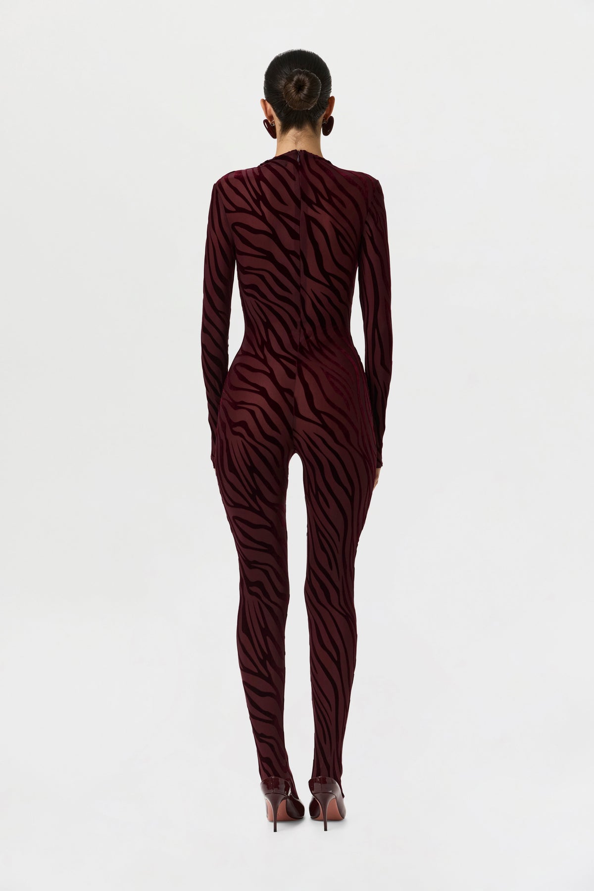 Zebra Dark Plum Burnout Closed Toe Jumpsuit
