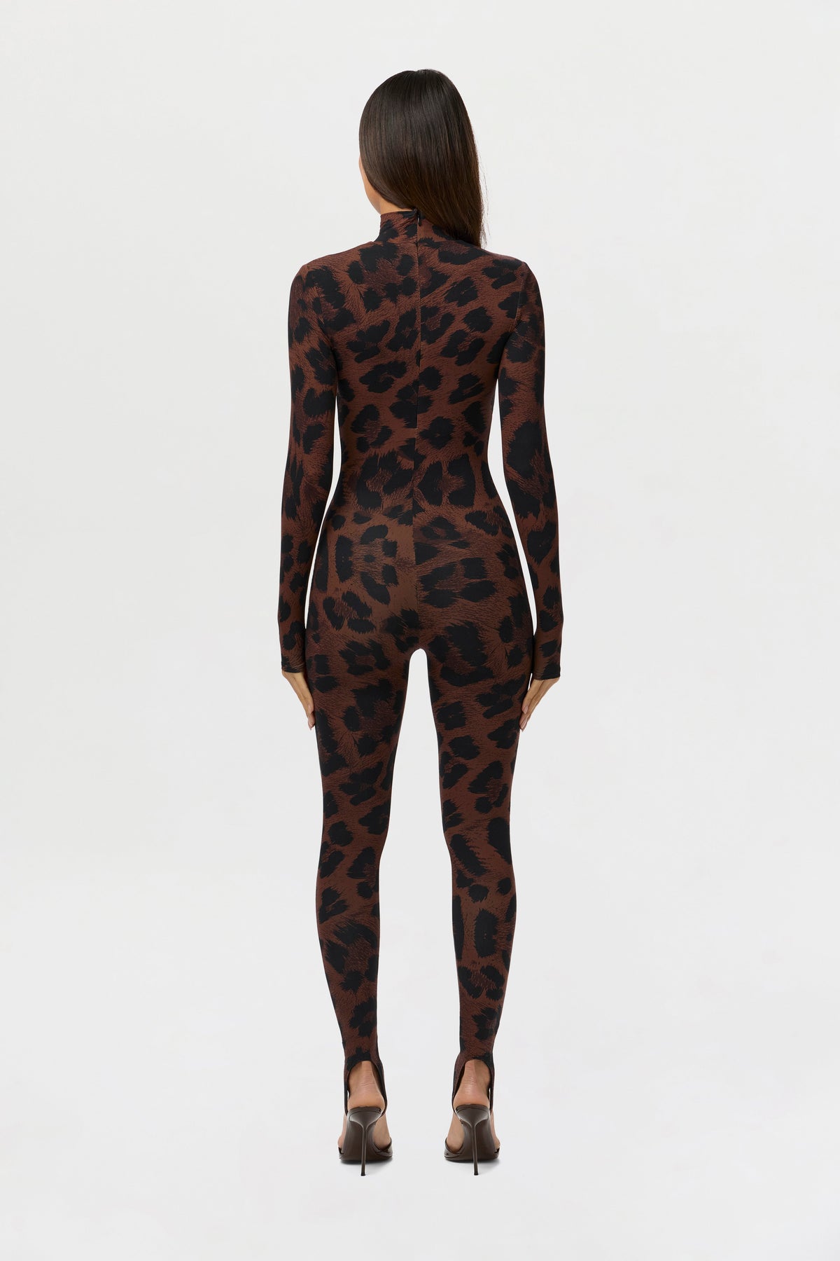 Dark Leopard Naked Print Stirrup Jumpsuit Petite