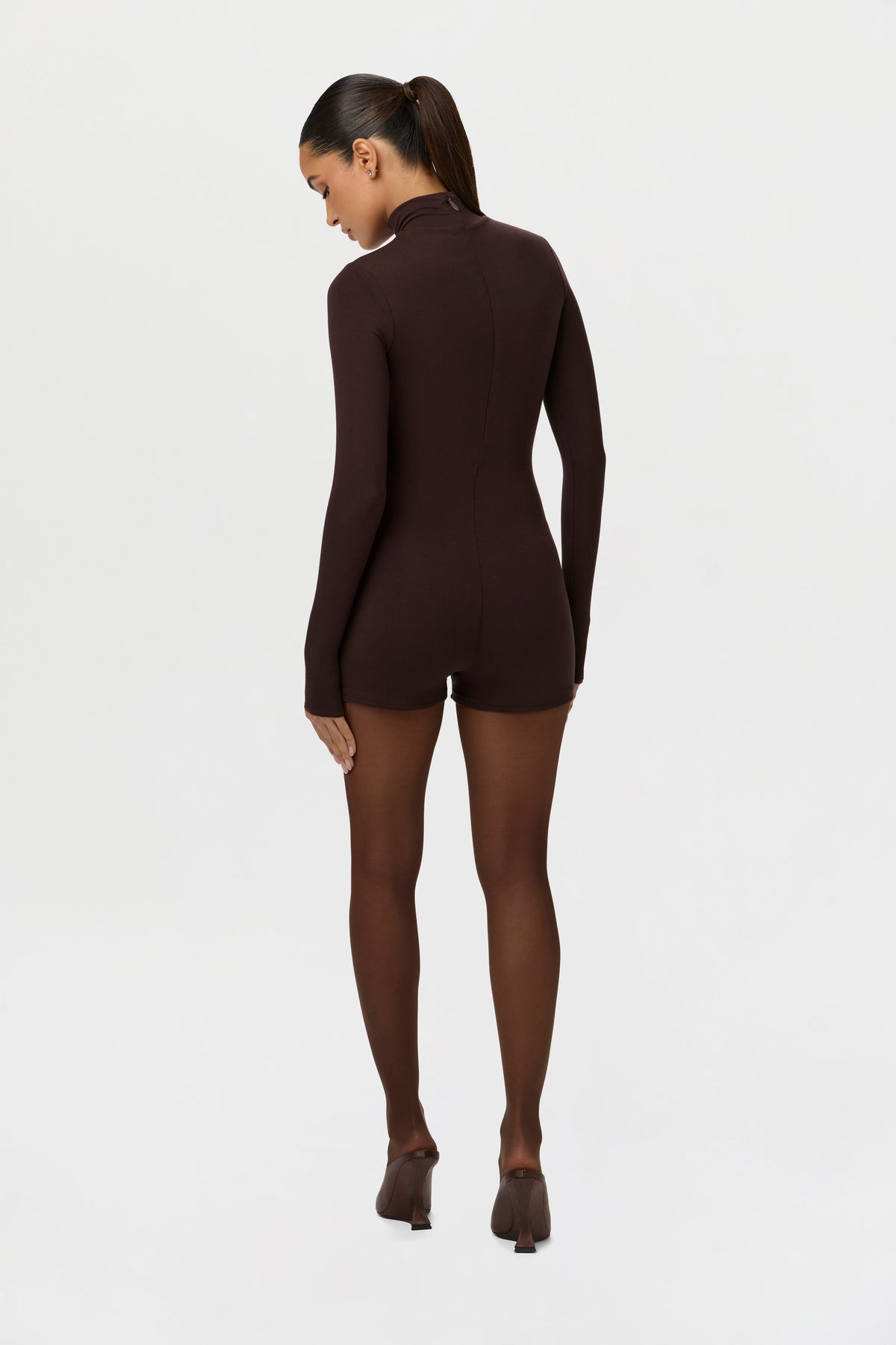 Dark Chocolate Butter Turtleneck Contour Romper