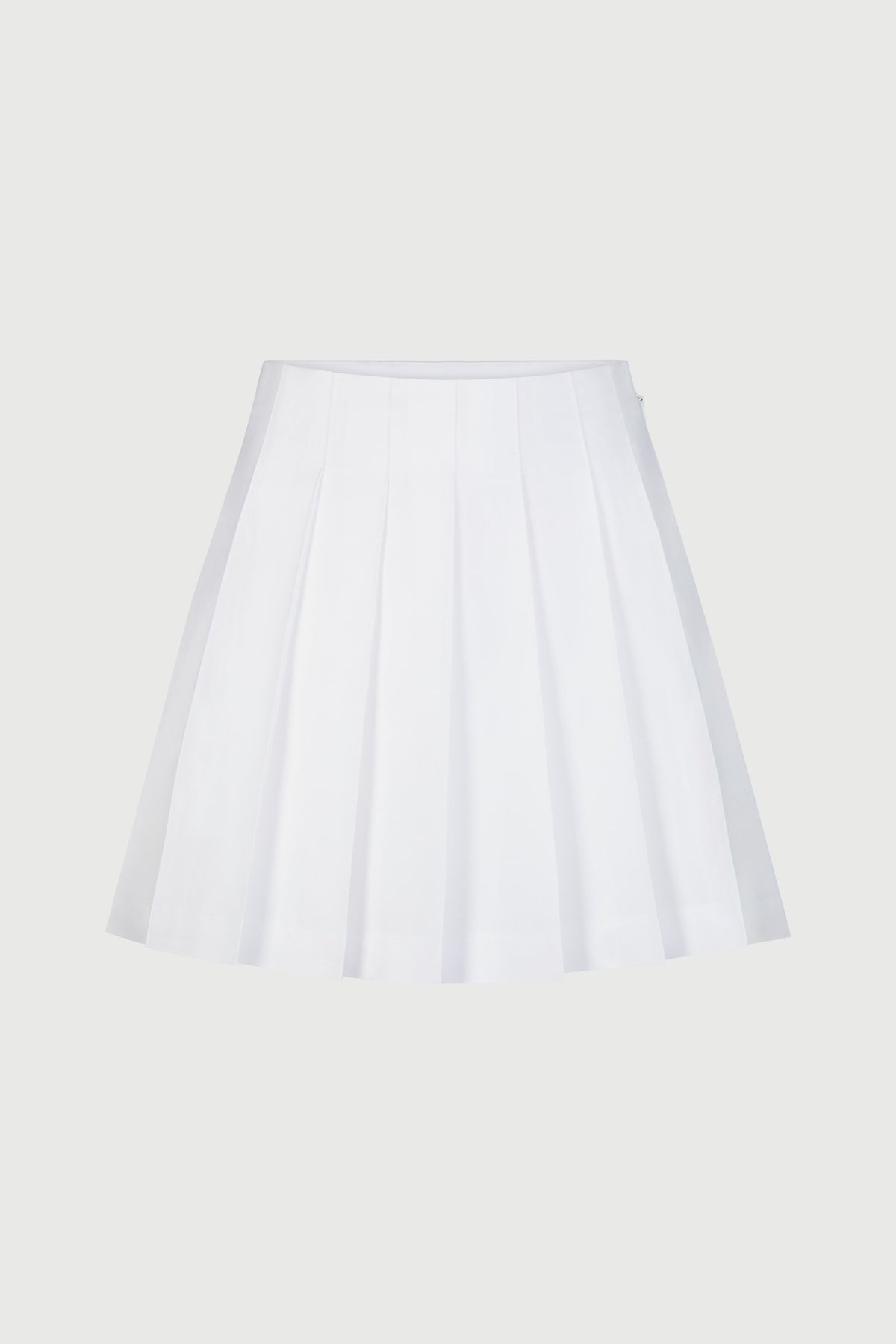 WHITE Shirting Pleated Mini Skirt