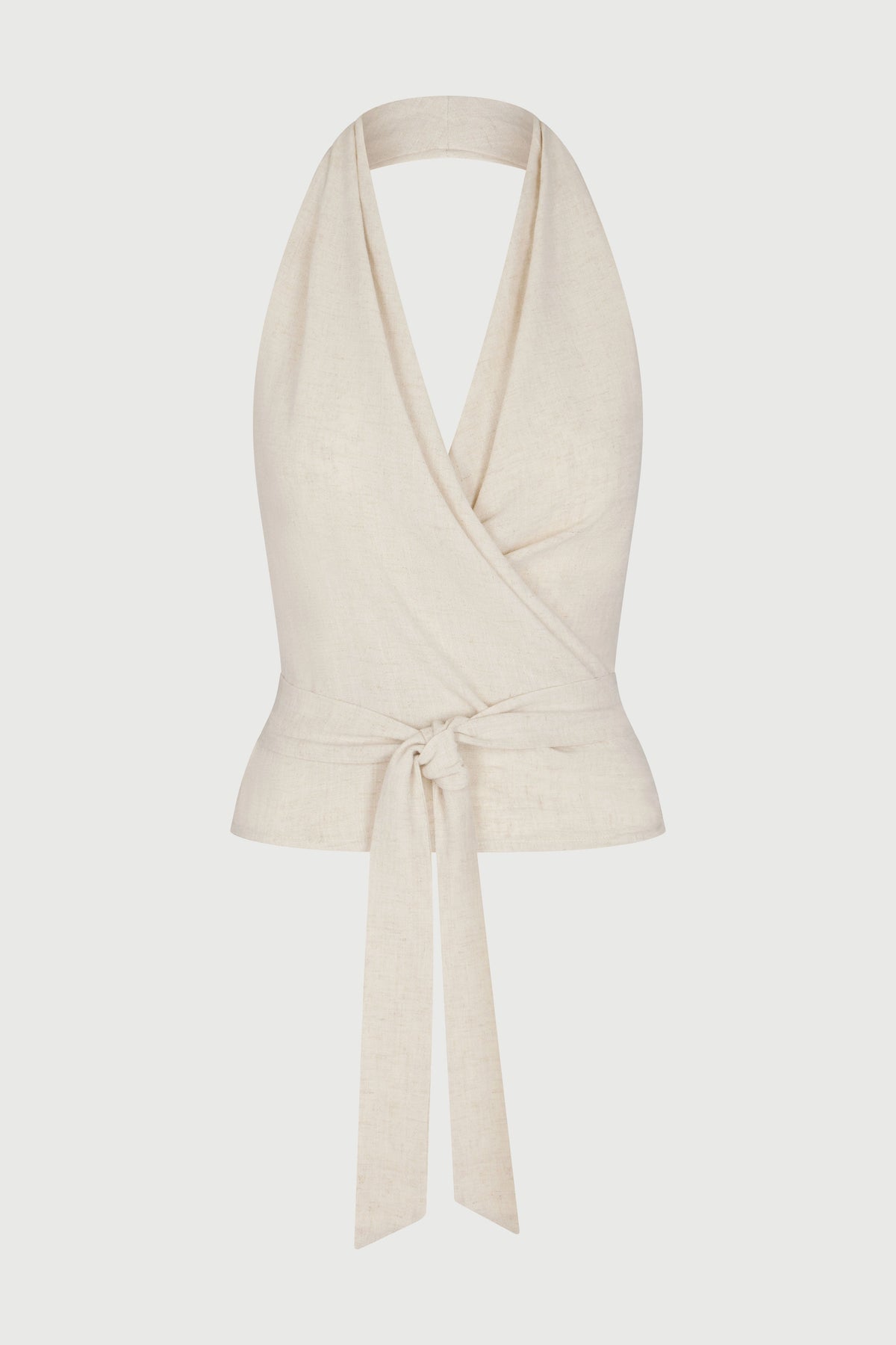 CREAM Linen Wrap Halter Top