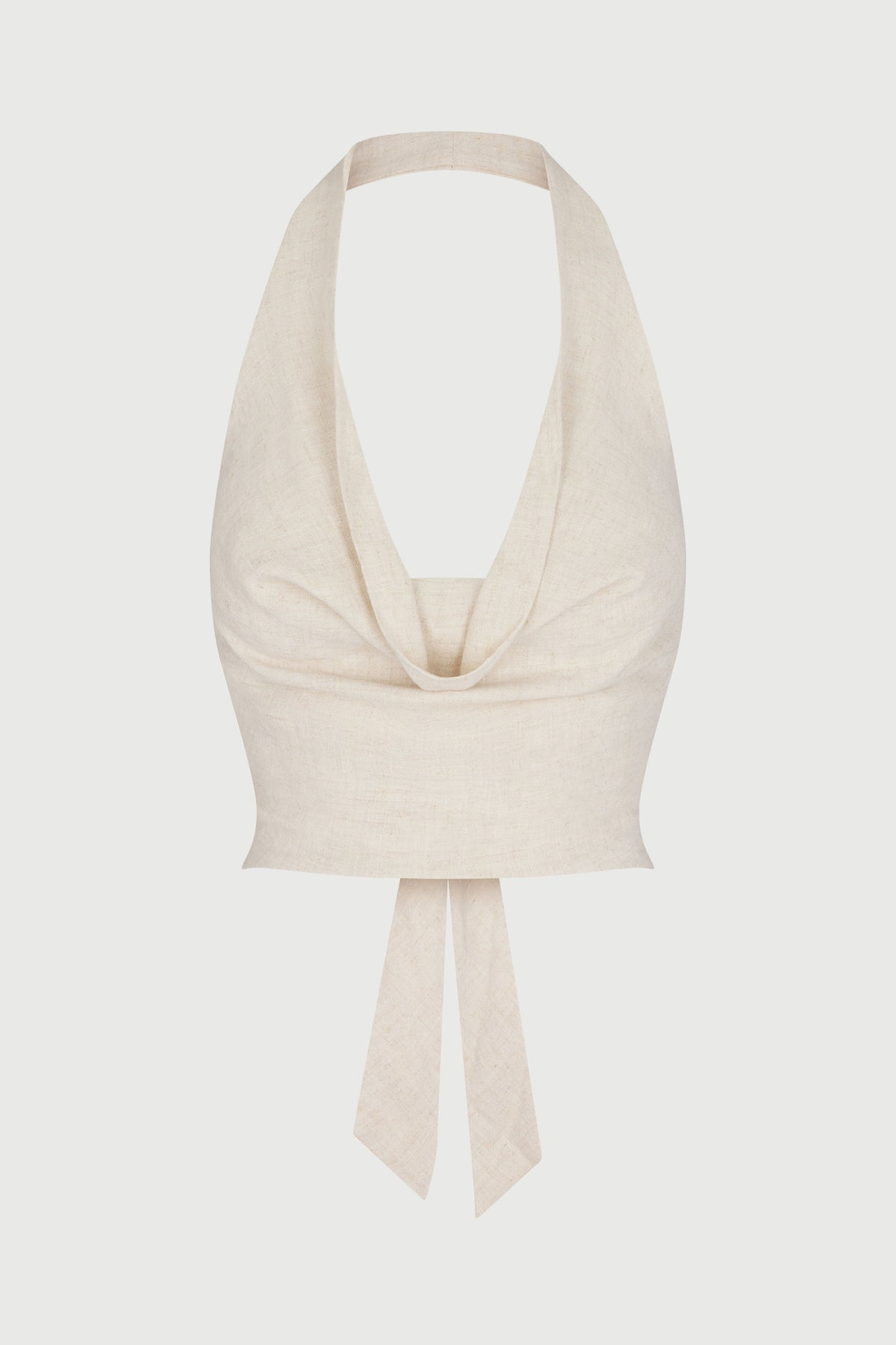 CREAM Linen Cowl Halter Top