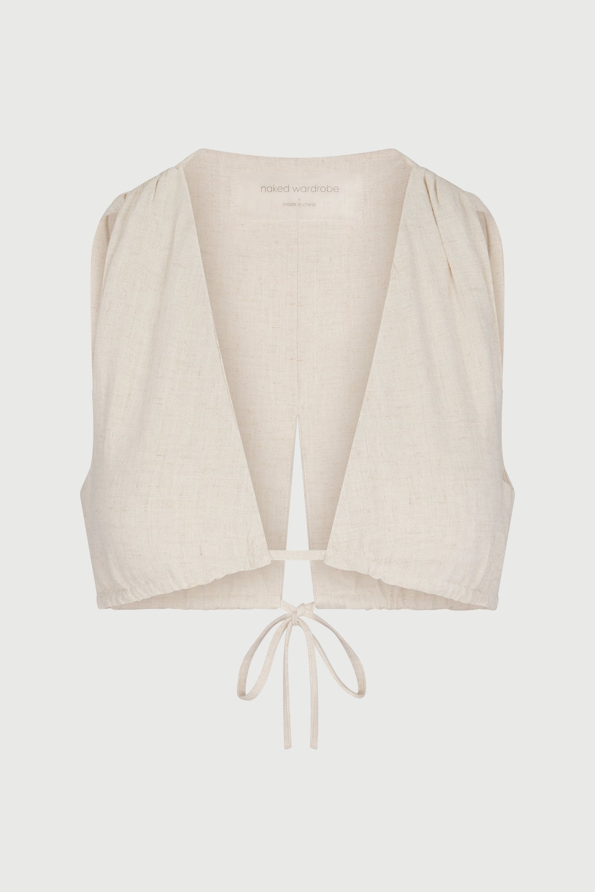 CREAM Linen Triangle Tie Crop Top