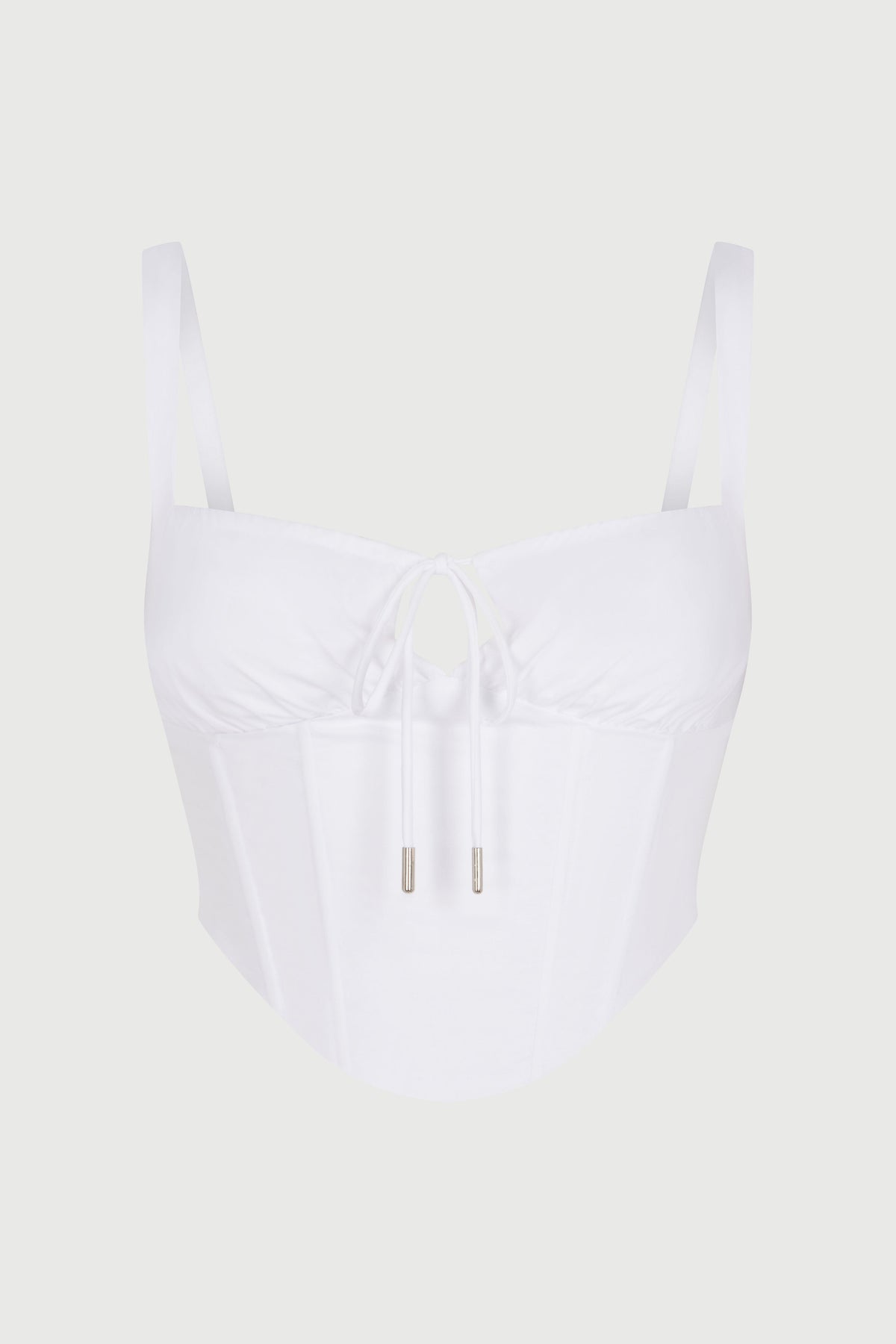 WHITE Shirting Ruched Corset Top