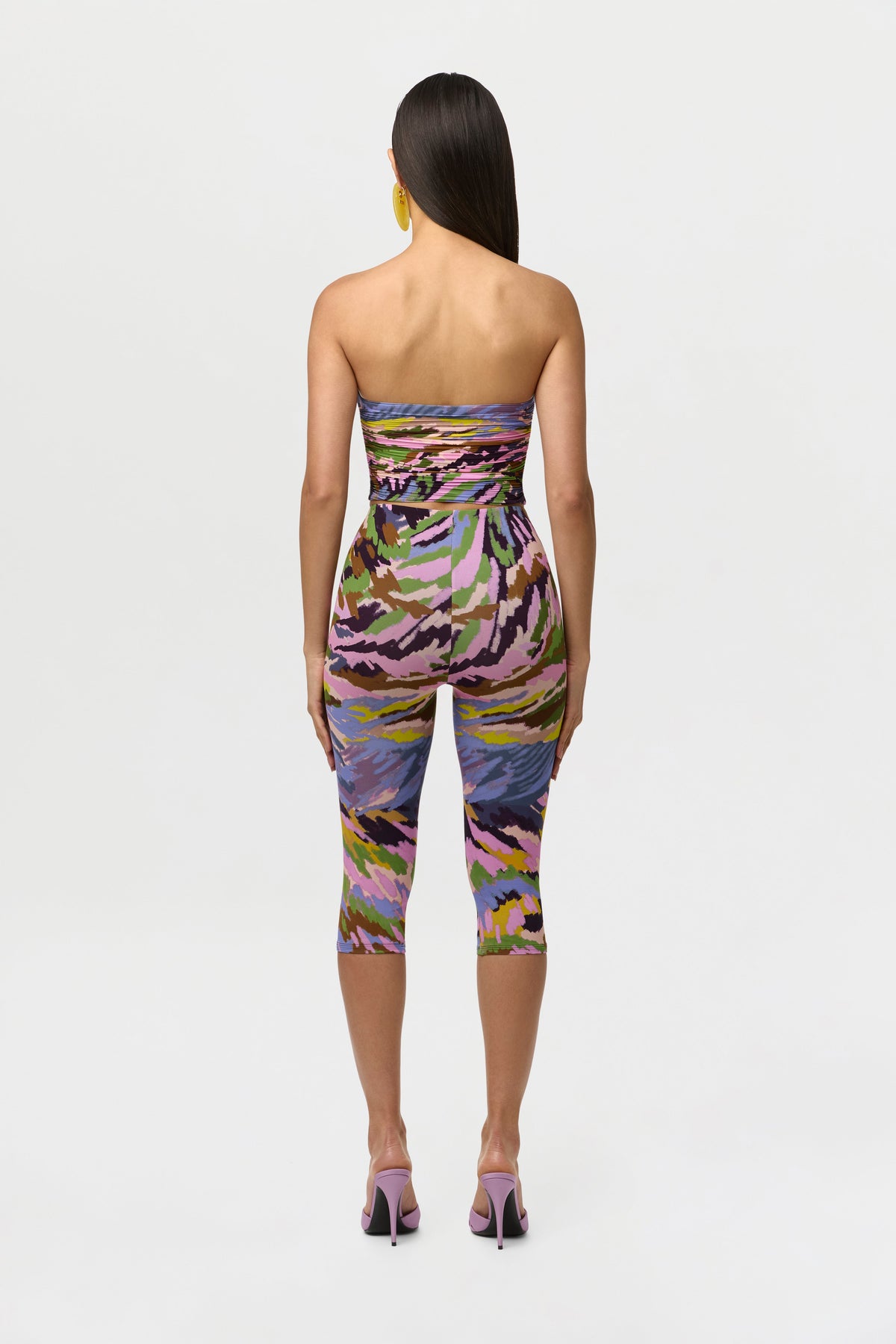 Brush Storm Naked Print Ruched Tube Top