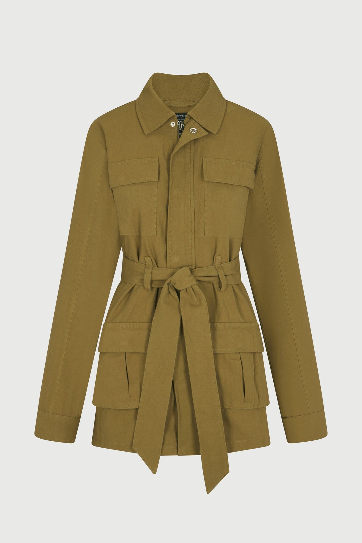 OLIVE Canvas Cargo Belted Utility Jacket