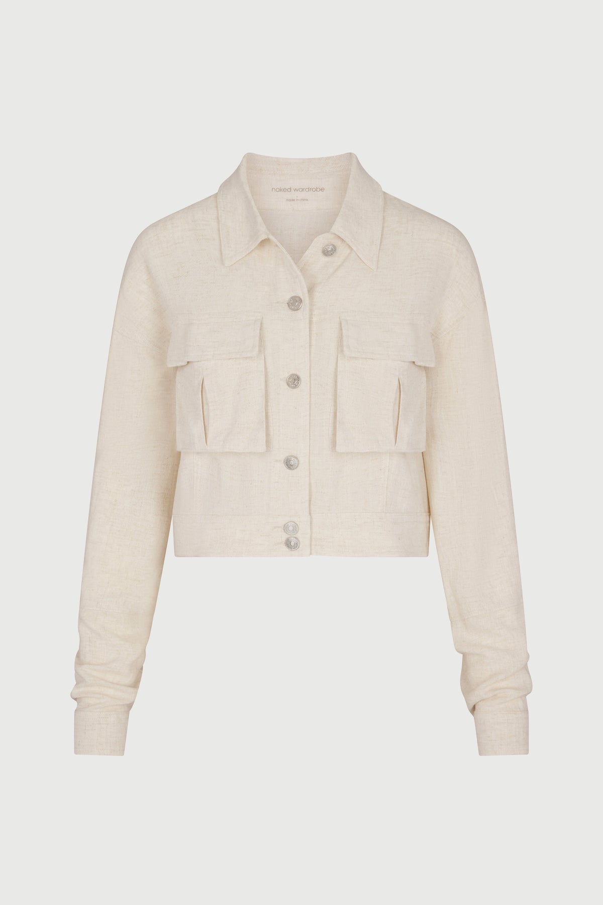 CREAM Linen Cargo Cropped Jacket