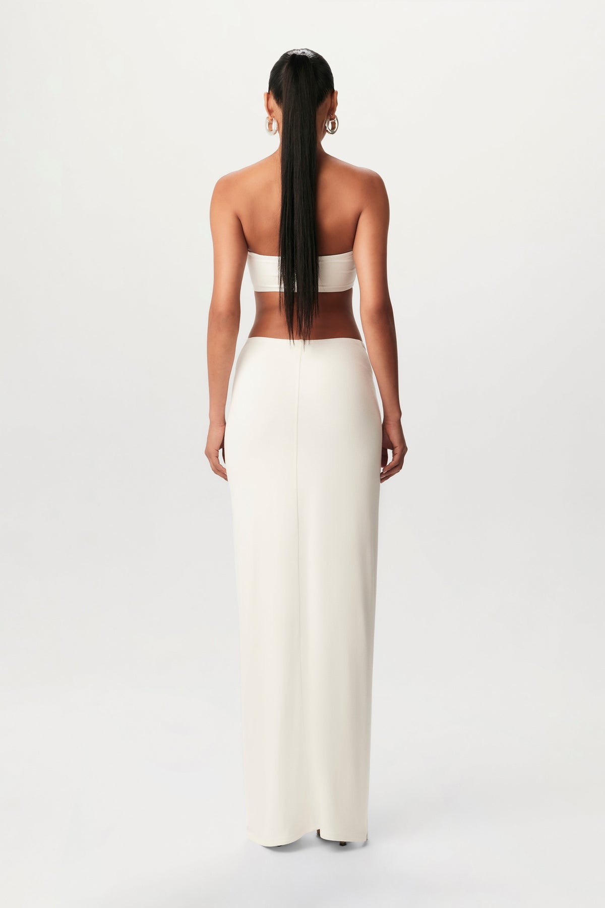 White NW Bandeau Maxi Skirt Set