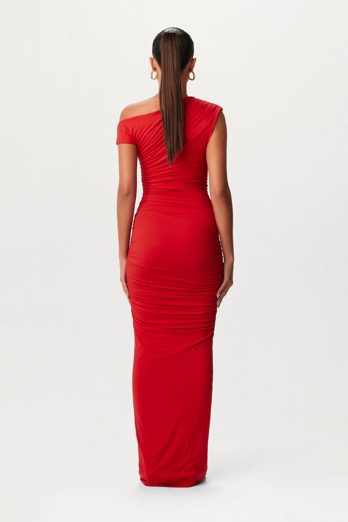 Red NW Off-Shoulder Maxi Dress