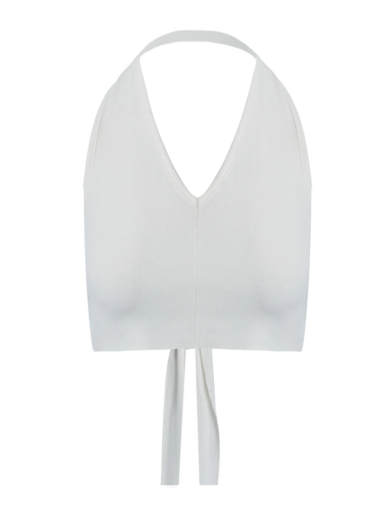 White Baby Snatched Halter Top