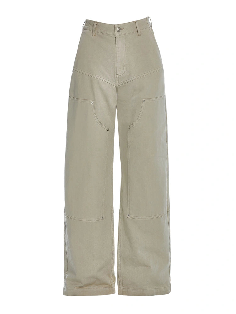 Natural Patch Wide-Leg Jeans