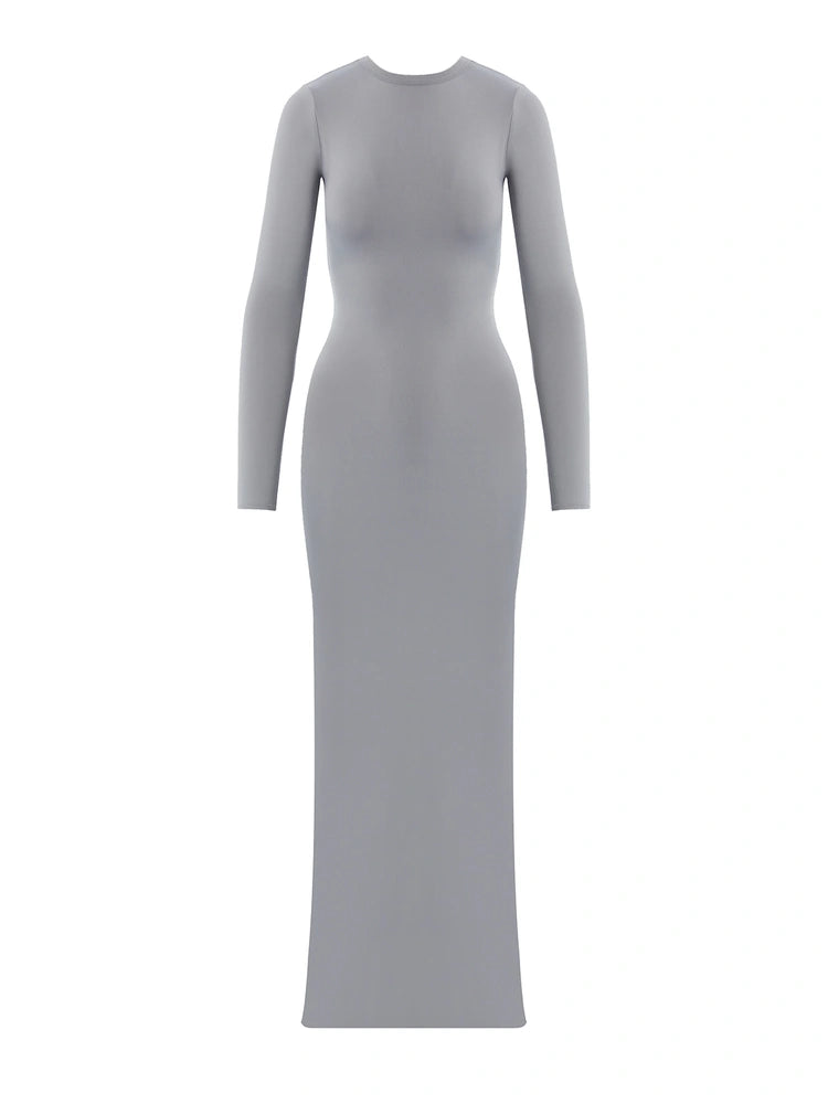 Grey Bare Crewneck Maxi Dress