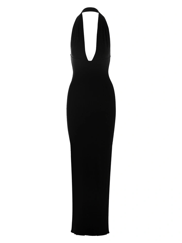 BLACK The Contour Plunge Maxi Dress