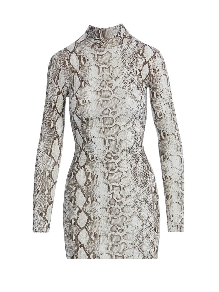 NUDE SNAKESKIN Snake Snack Mini Dress