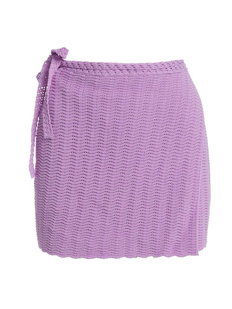 PURPLE Wrapped In Crochet Mini Skirt