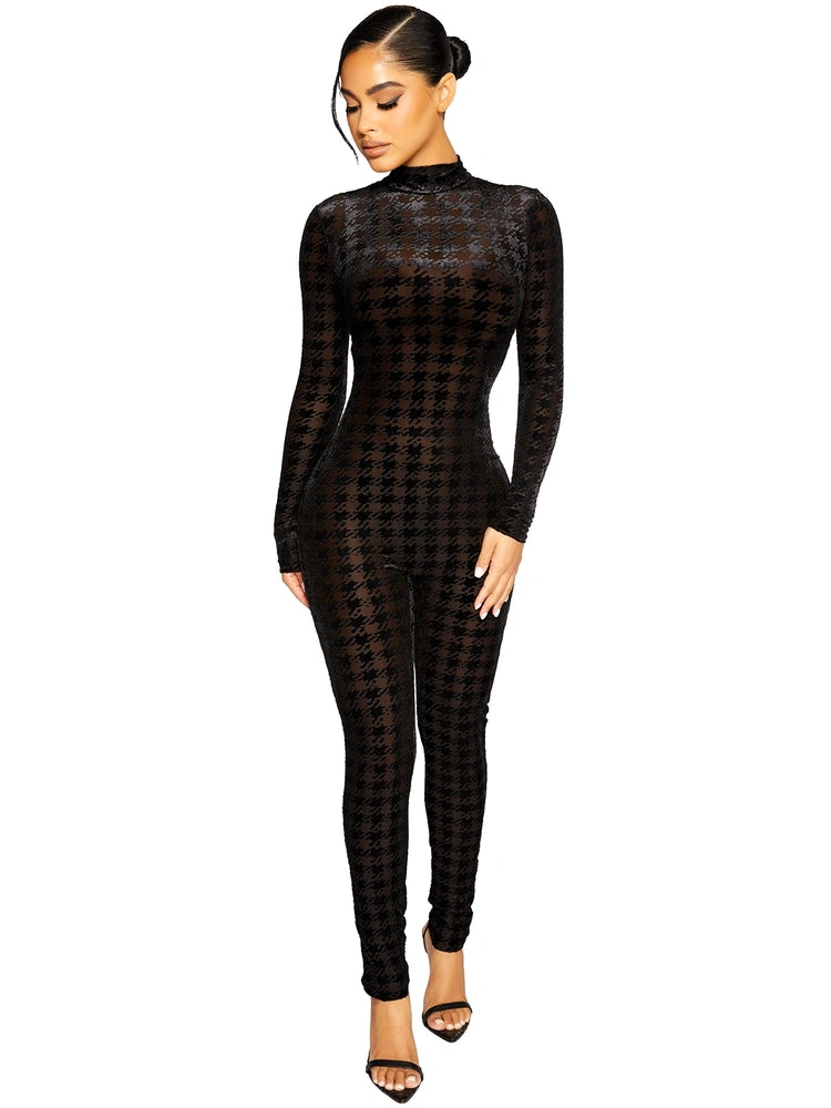 BLACK BLACK All Body Houndstooth Jumpsuit