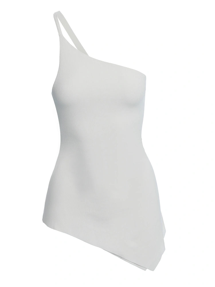White Baby Snatched One-Sided Top