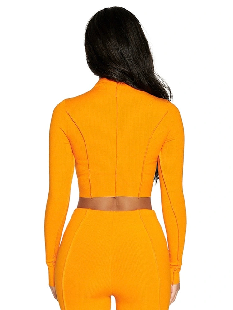 ORANGE Snatched Seam Crop Top