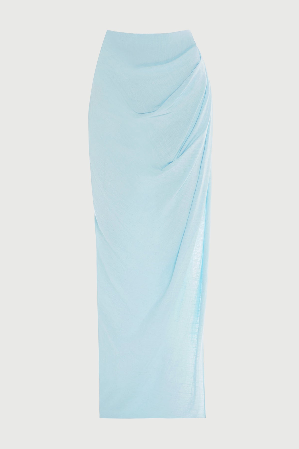 BLUE SMOKE Linen High Slit Maxi Skirt