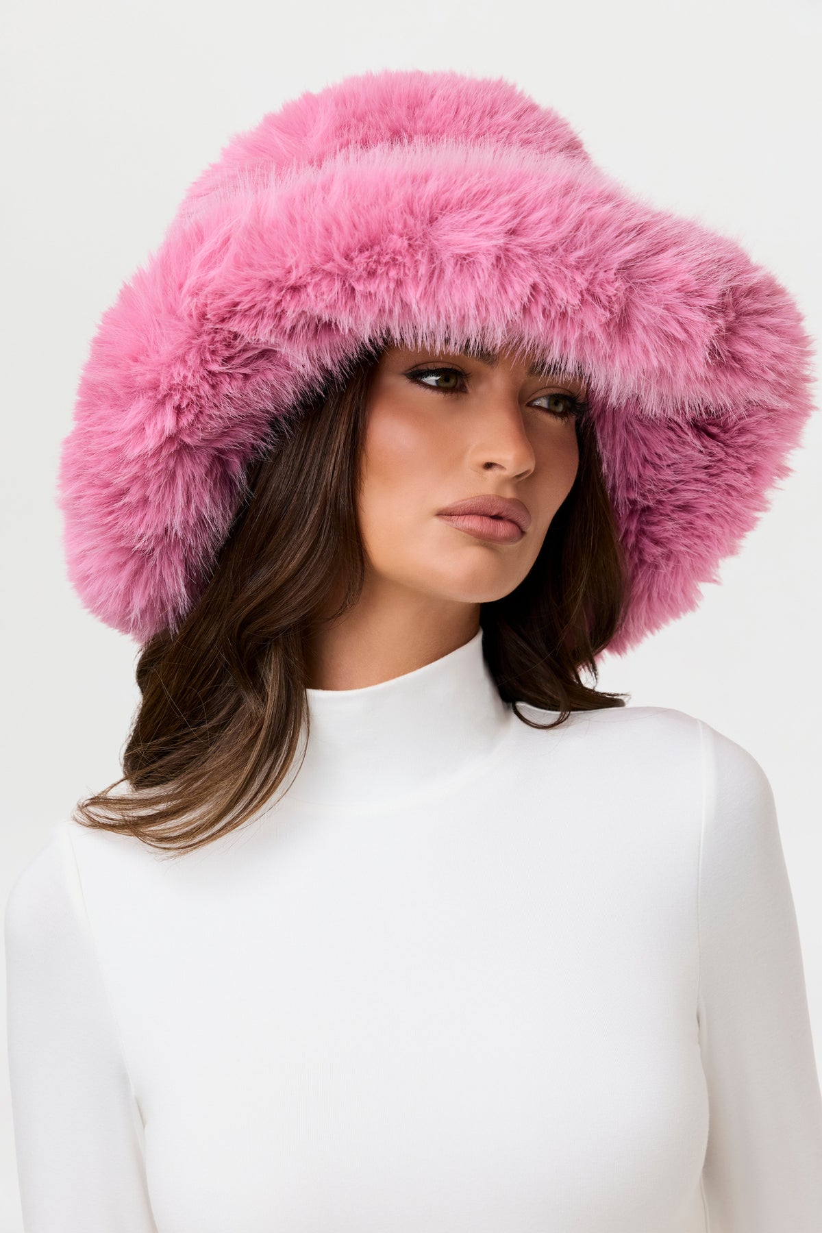 Rose Faux Fur Oversized Bucket Hat