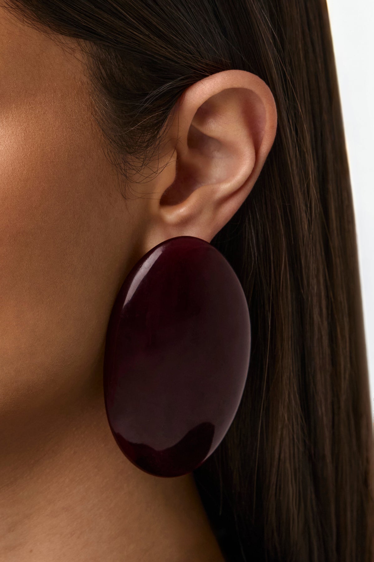 Dark Plum Resin Oval Earrings