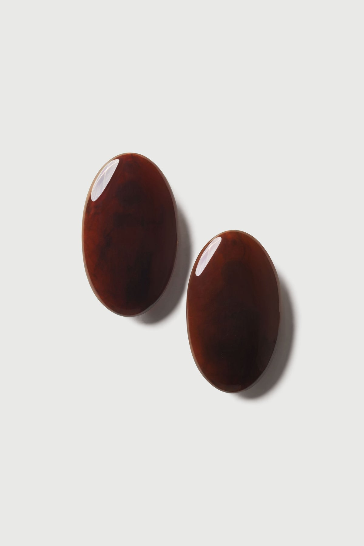 Dark Chocolate Resin Oval Earrings