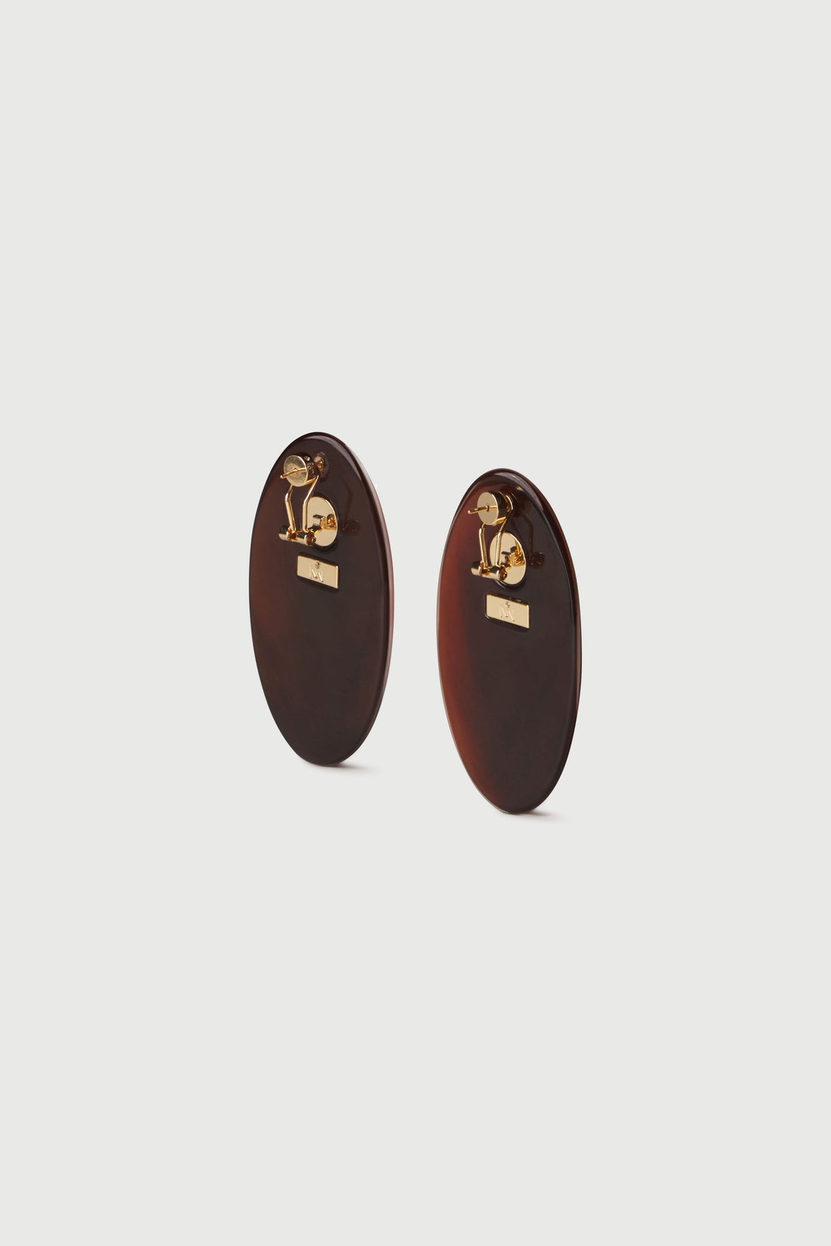 Dark Chocolate Resin Oval Earrings