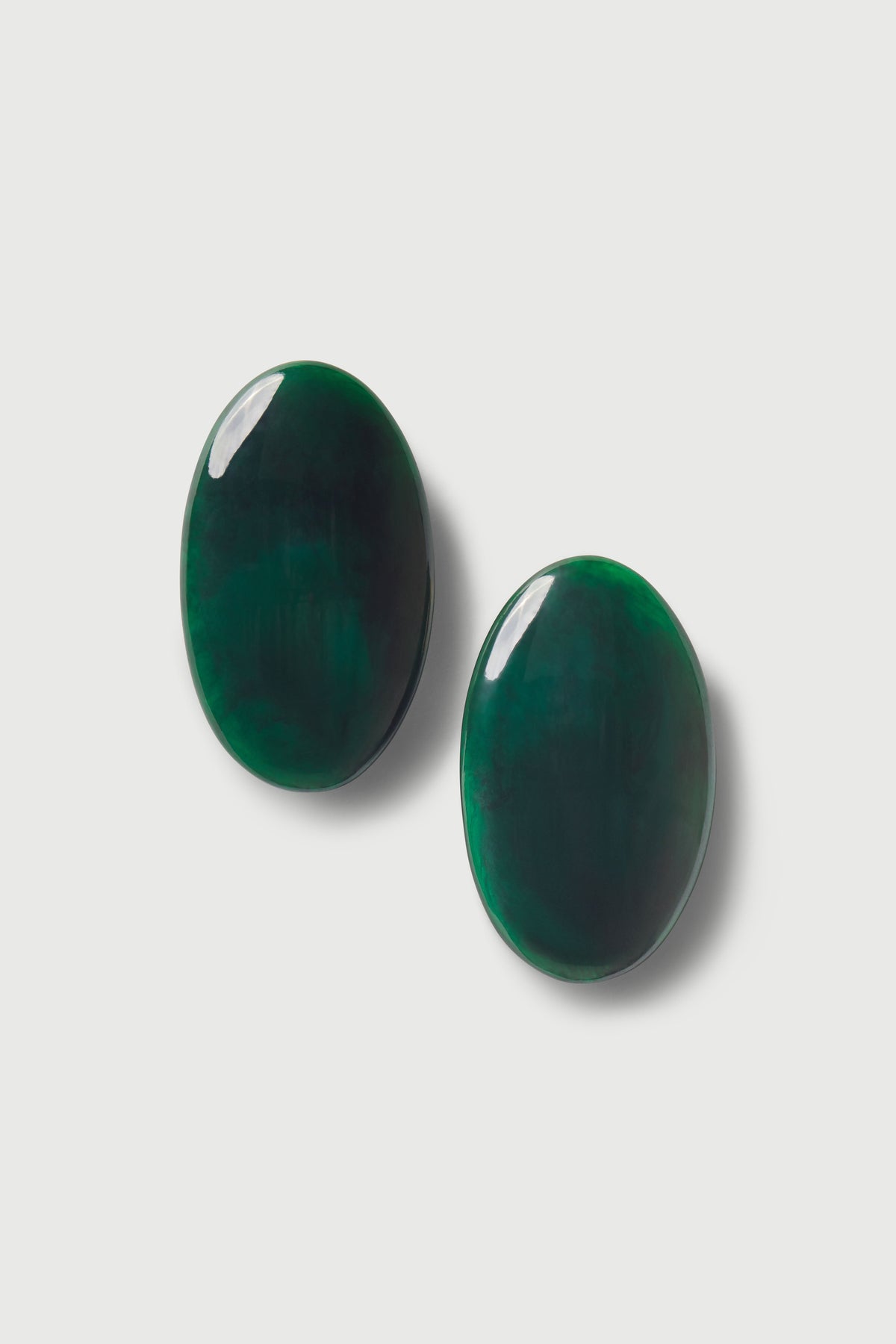 Emerald Resin Oval Earrings