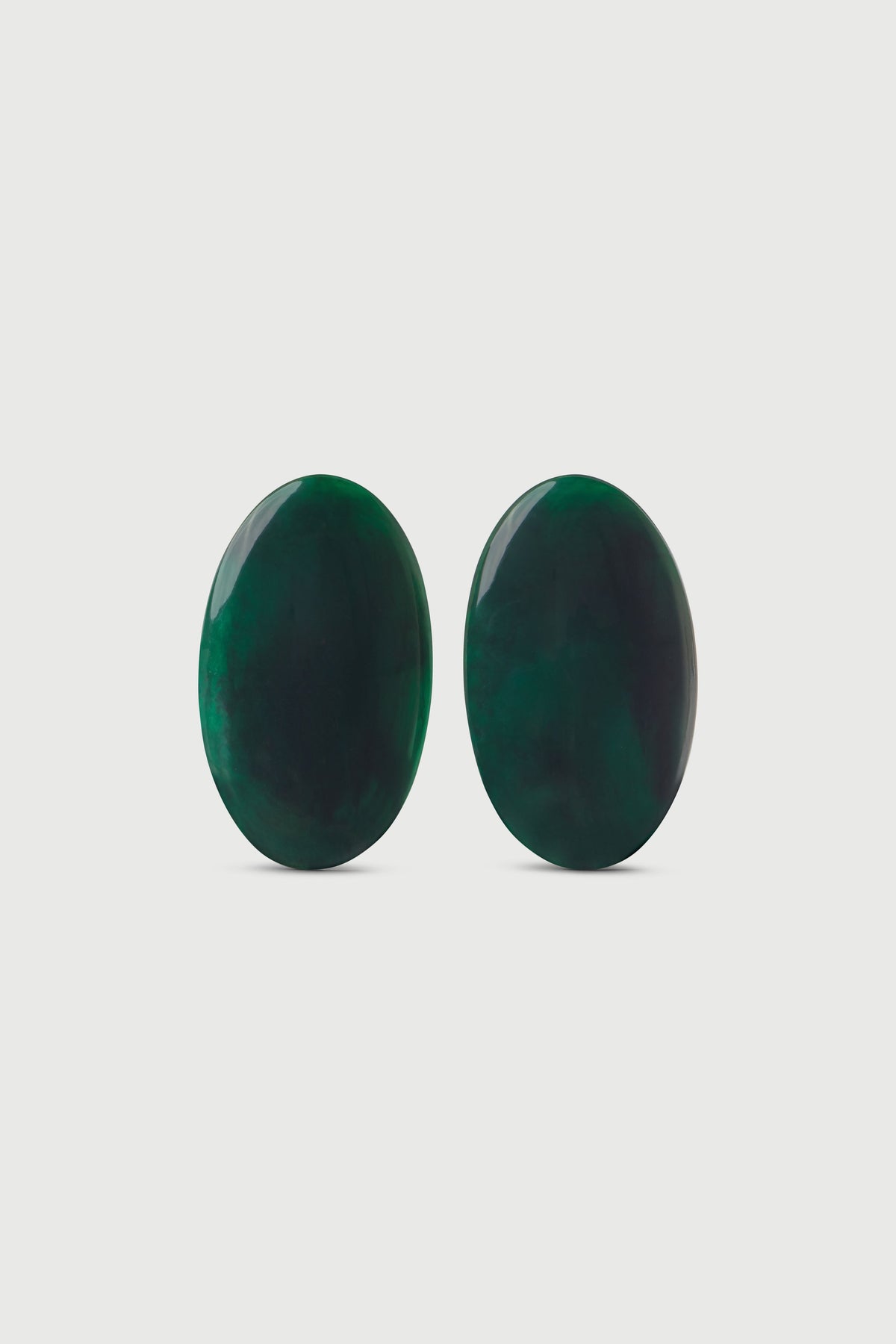 Emerald Resin Oval Earrings