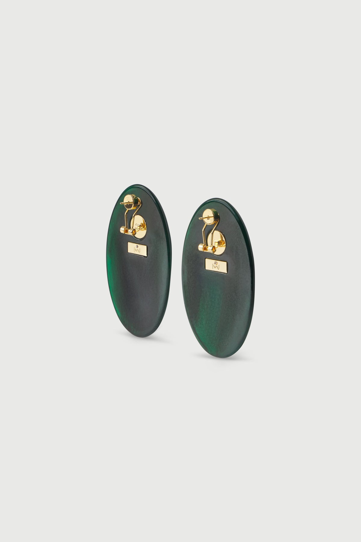 Emerald Resin Oval Earrings