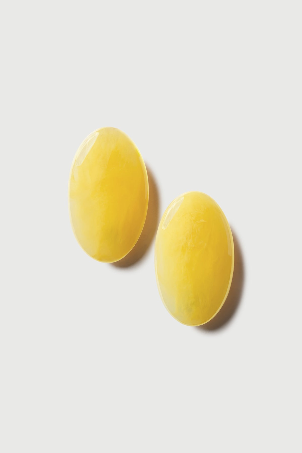 Yellow Resin Oval Earrings