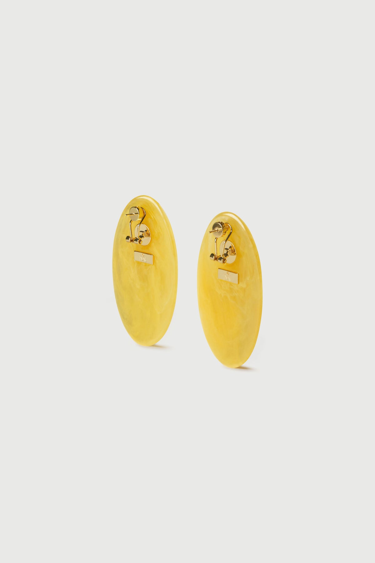 Yellow Resin Oval Earrings