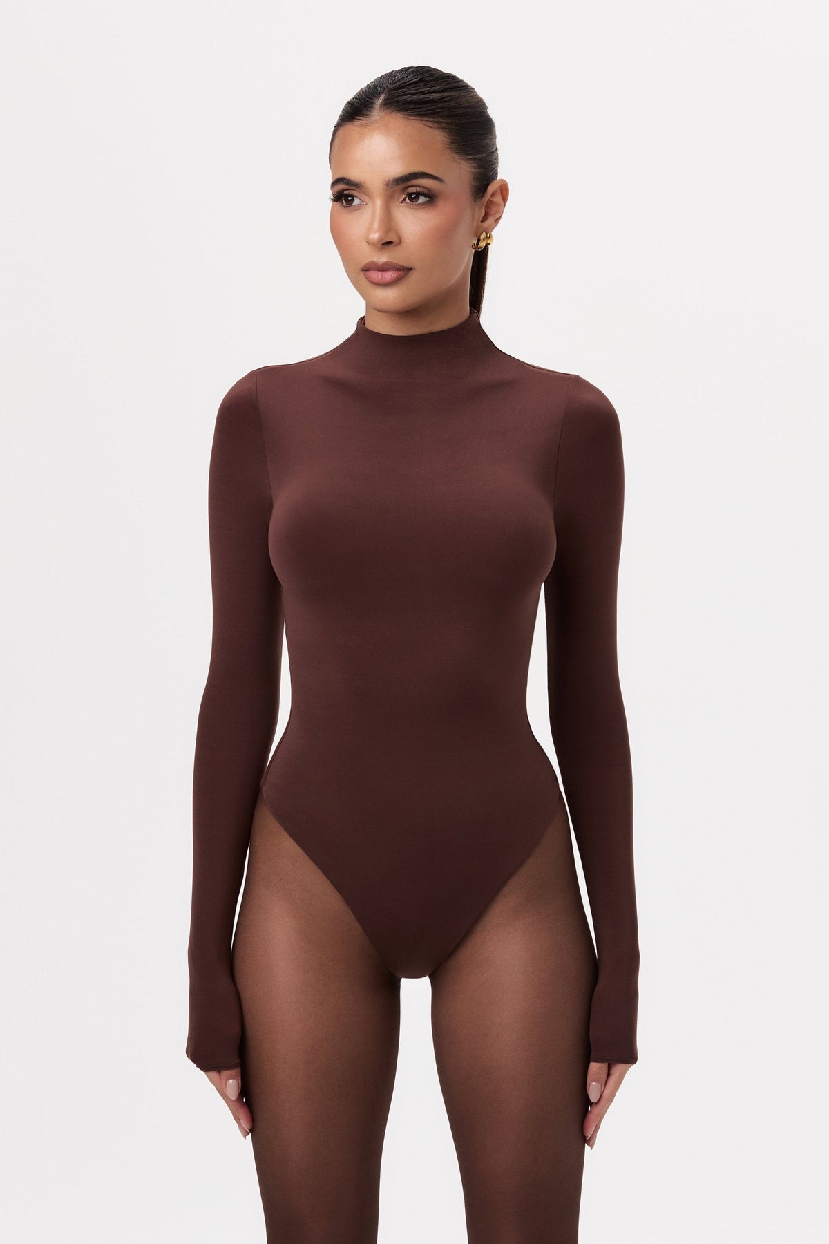 Chocolate Naked Mock Neck Bodysuit