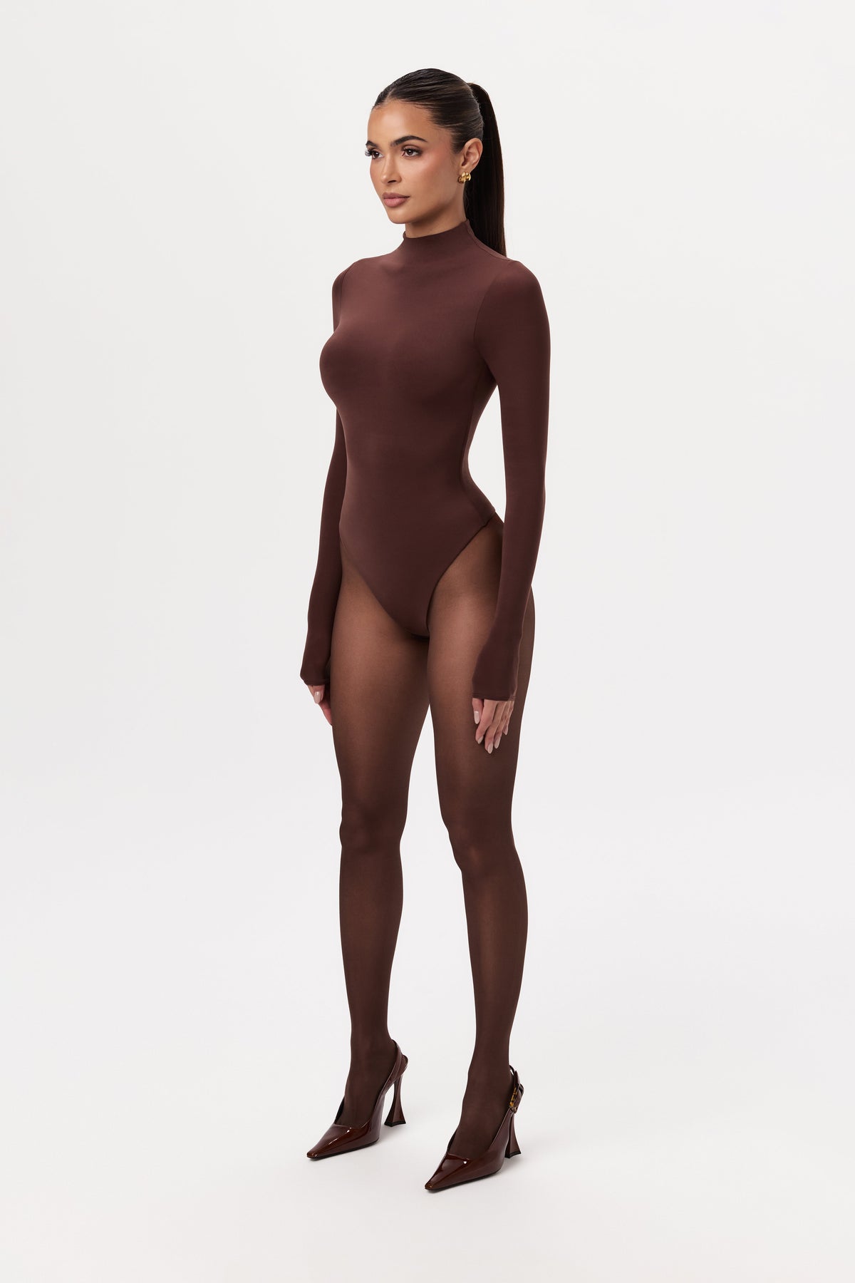 Dark Berry Naked Mock Neck Bodysuit