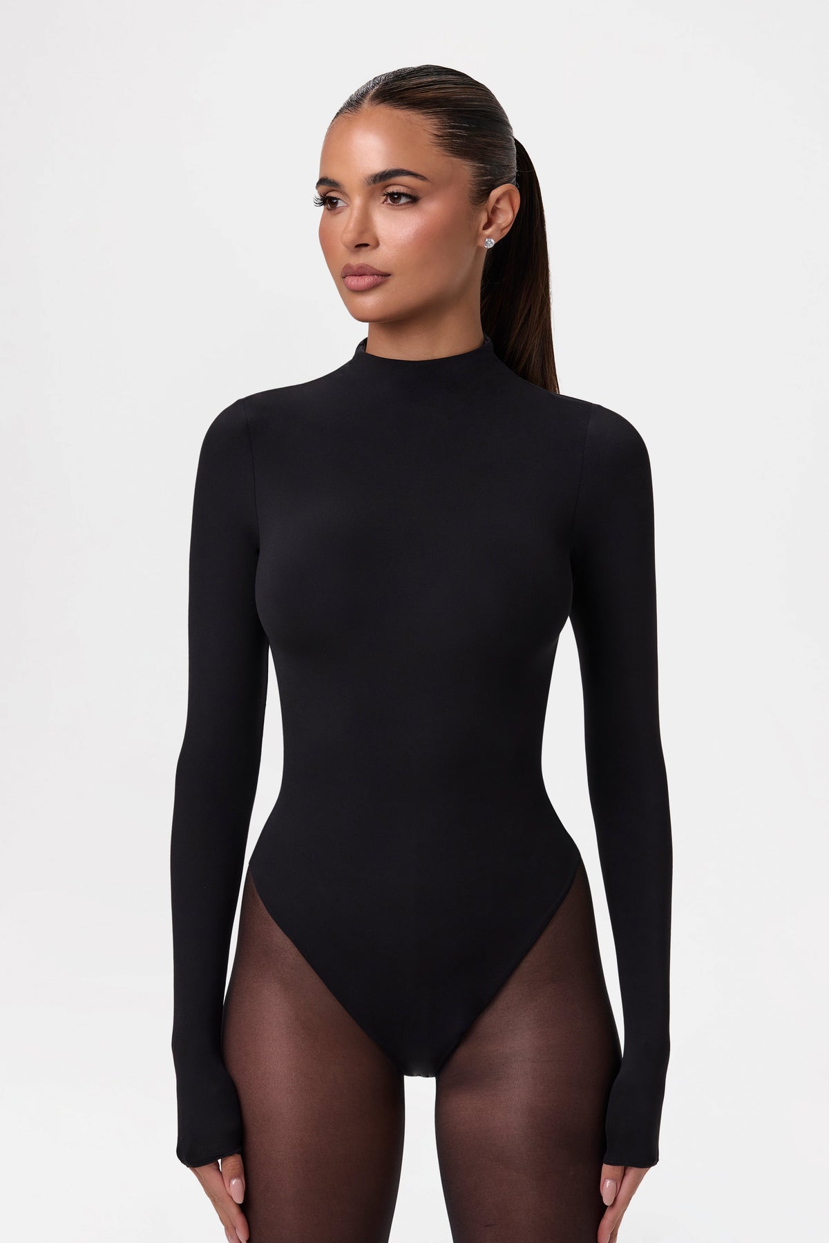 Black Naked Mock Neck Bodysuit