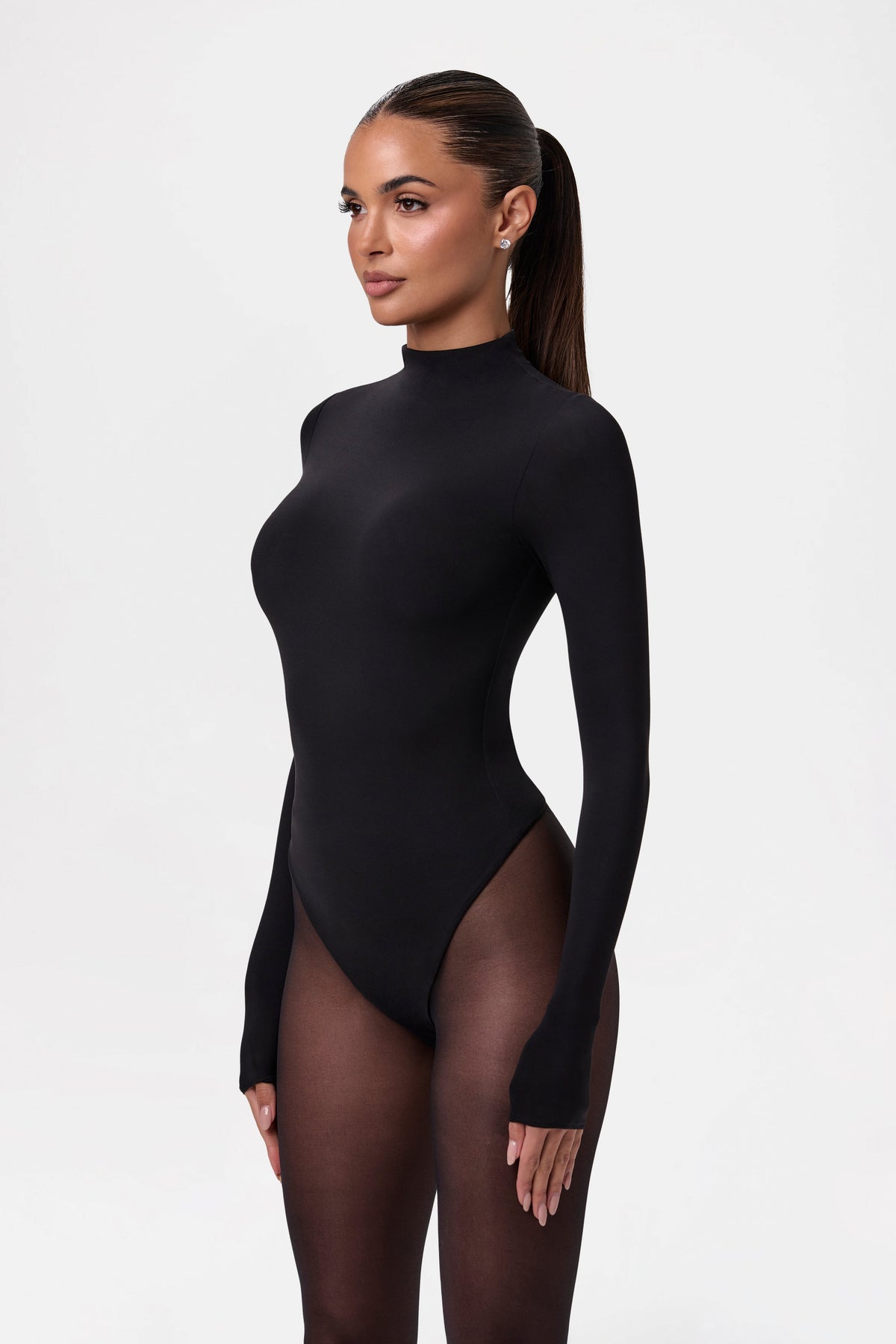 Black Naked Mock Neck Bodysuit