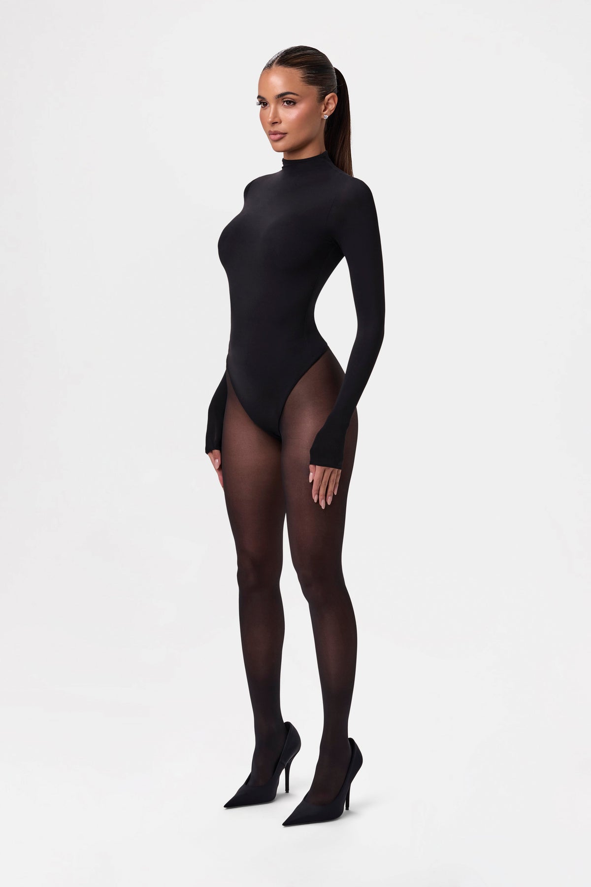 Black Naked Mock Neck Bodysuit