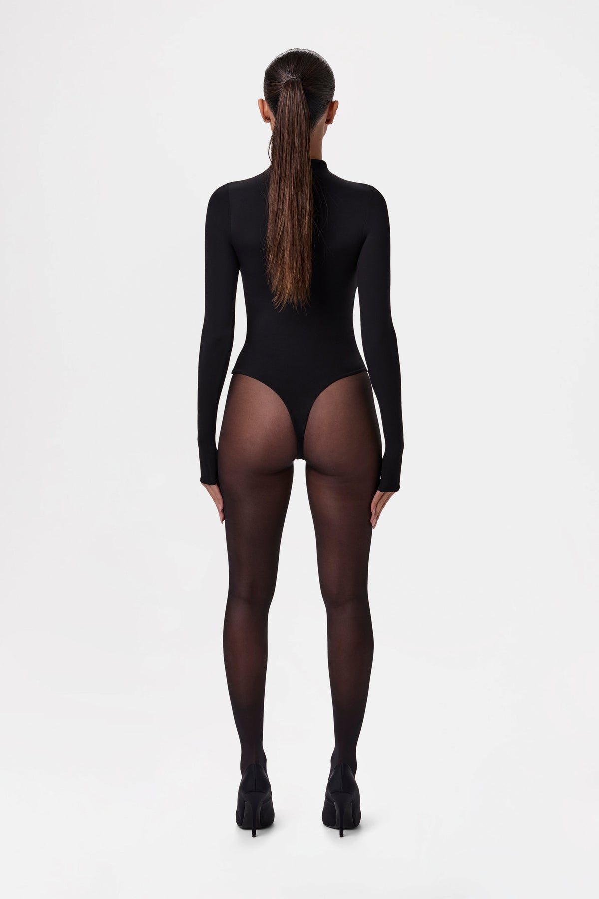 Black Naked Mock Neck Bodysuit