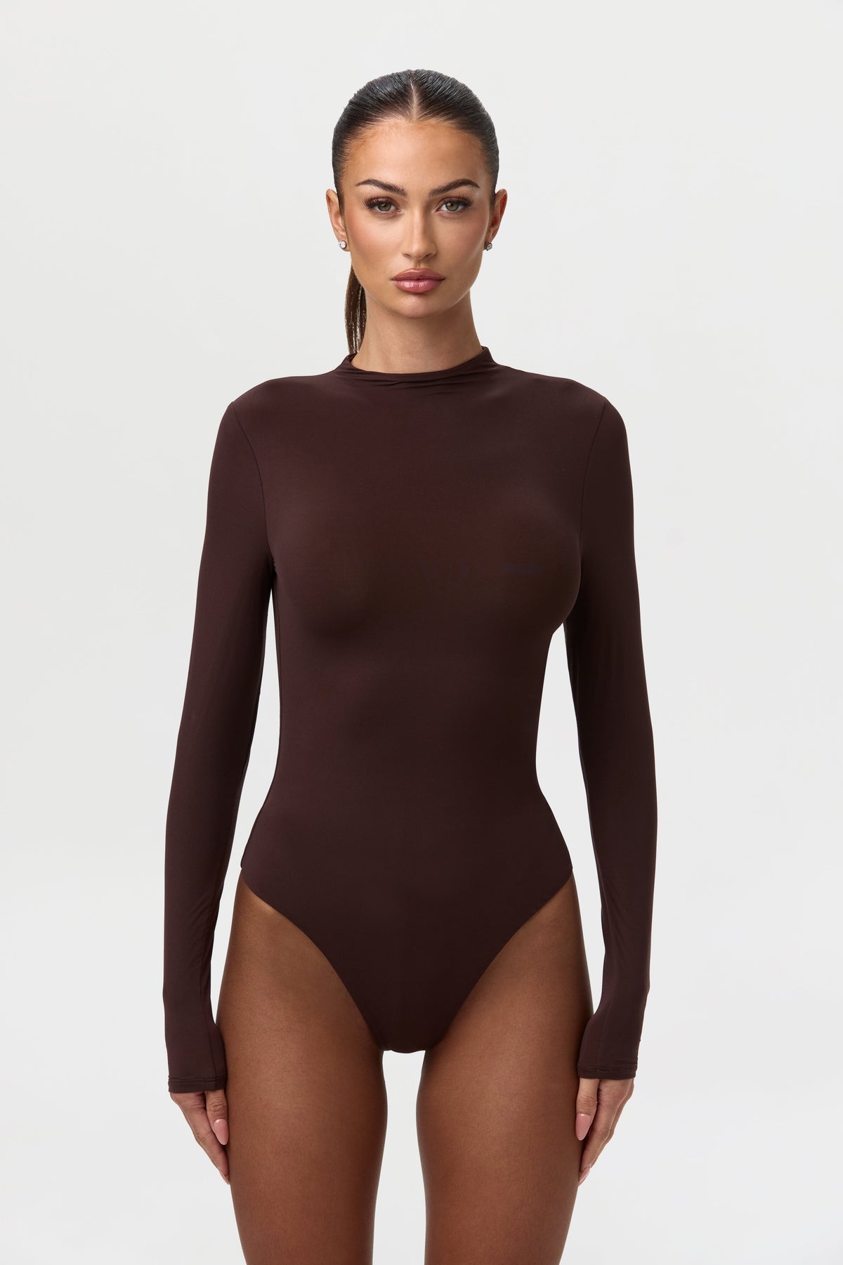Dark Chocolate Naked Mock Neck Bodysuit