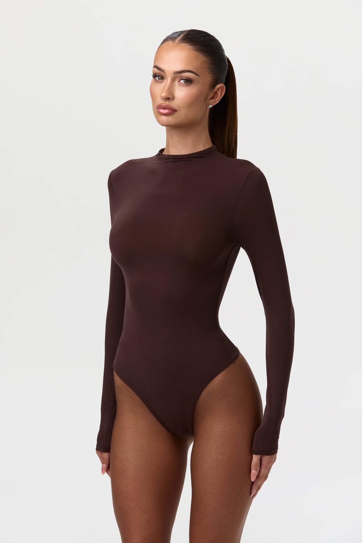 Dark Chocolate Naked Mock Neck Bodysuit