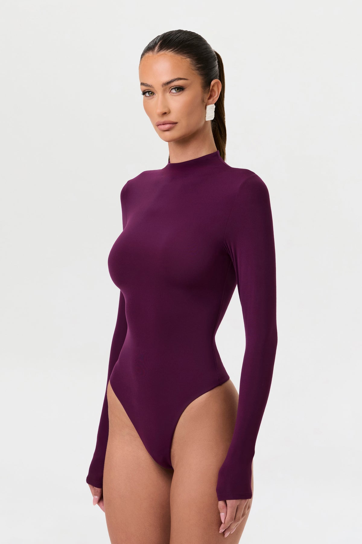 Dark Berry Naked Mock Neck Bodysuit