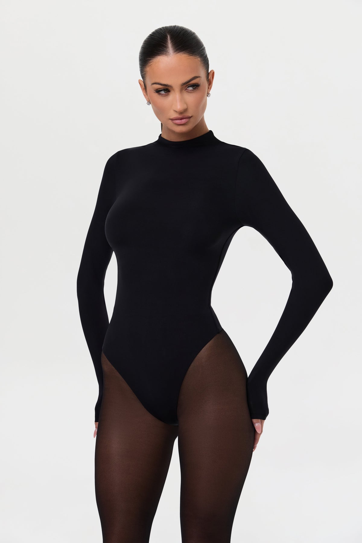 Black Naked Mock Neck Bodysuit