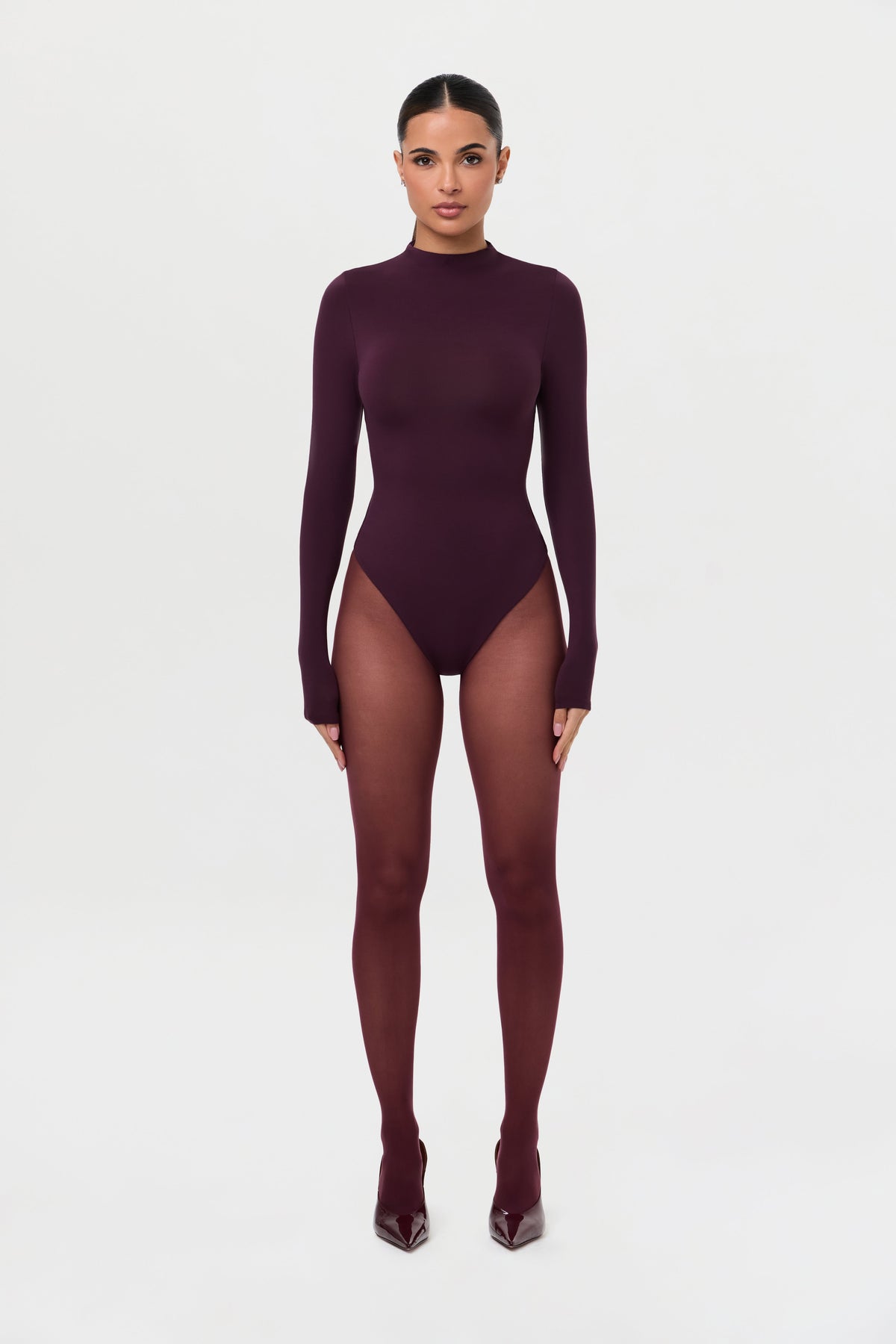 Dark Plum Naked Mock Neck Bodysuit